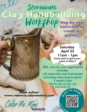 Load image into Gallery viewer, Clay Handbuilding Workshop