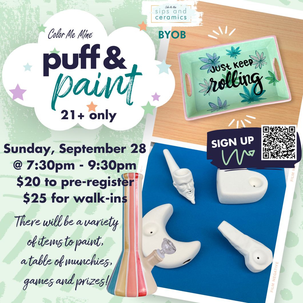 Age 21+ Sips and Ceramics - Different theme each  month