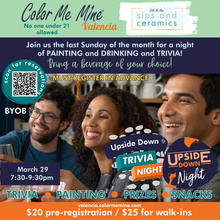 Load image into Gallery viewer, Age 21+ Sips and Ceramics - Different theme each  month
